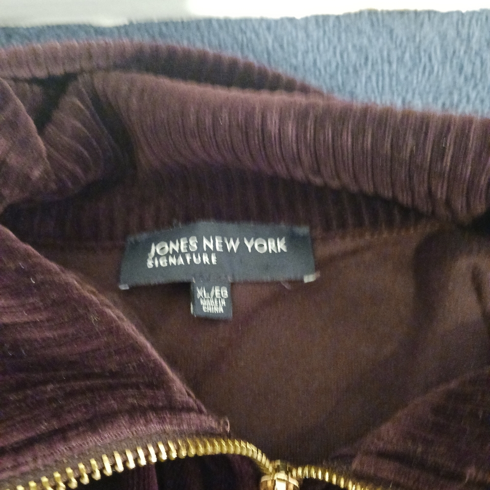 Jones New York Rich Violet Soft Jacket with Gold Zipper/Buttons & Pockets Sz XL - Picture 10 of 14